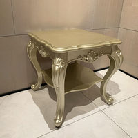 Champagne Gold Minimalist European-Style Wood Frame Light-Luxury Small Coffee Table for Living Room with No Assembly Required