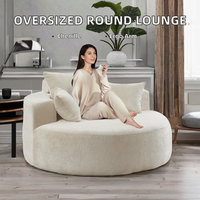 Chaise longue surdimensionnée moderne de 55 pouces en chenille, siège profond, dossier ergonomique, accoudoirs carrés, salon, chambre à coucher, beige