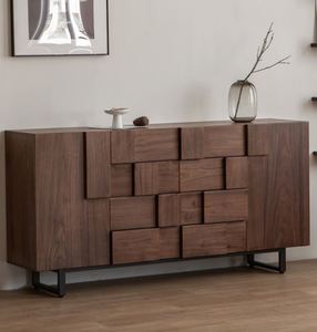 Meuble TV Rétro Nordique Style Wabi-Sabi en <span class=keywords><strong>Bois</strong></span> Massif, Meuble <span class=keywords><strong>d</strong></span>'Entrée Créatif Tressé, Armoire de Rangement au Design Artistique - Product Image 6