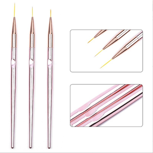 Rose Gold <b>Nail</b> Art Liner Brush Flat Nylon Hair Acrylic UV Gel Drawing Painting <b>Extension</b> Builder Tool for Manicure <b>Nail</b> Design - Product Image 2