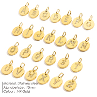 Breloques Alphabet Rondes Pavées de Zircons Emanco A-Z en Acier Inoxydable Plaqué Or 14K, Pendentif Lettre Initiale Personnalisé pour Bijoux DIY
