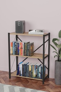 Modern Freestanding Metal 3-Tier Bookshelf Storage Rack for Living Room and Home Office - Product Image 4