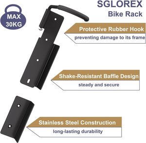 Supporto per pneumatico a <span class=keywords><strong>parete</strong></span> verticale per bicicletta con montaggio a <span class=keywords><strong>parete</strong></span> per Garage a 180 gradi - Product Image 4