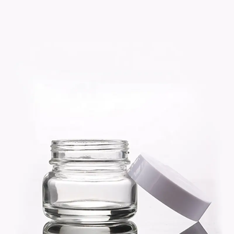 Yinmai — pot de crème pour le visage en verre transparent, pot à usage cosmétique avec couvercle blanc, possibilité d'imprimer le logo, provenant de l'allemagne