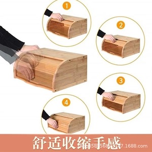 Bamboo Bread Storage Box Rectangle With Lid <b>Kitchen</b> Dustproof Large Capacity For Cakes And Pastries - Product Image 5