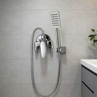 Ensemble de douche en laiton et acier inoxydable électroplaqué, design moderne et minimaliste, mitigeur monocommande apparent eau chaude et froide pour salle de bain
