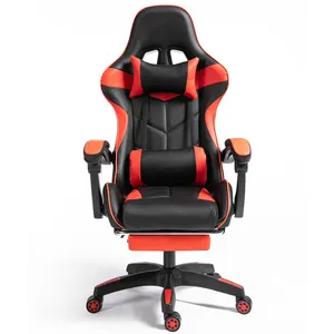Игровое кресло с высокой спинкой, офисное кресло с откидывающейся спинкой, вращающееся офисное игровое кресло с подставкой для ног