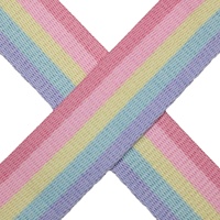 Vente en gros de ruban tissé en polyester 100% à rayures claires pour vêtements, sacs à dos, sangles et textiles de maison