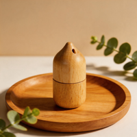 Botol Roller Kaca Tahan Bocor untuk Parfum dan Minyak Bibir Portabel dengan Tutup Motif Kayu, Ideal untuk Perjalanan dan Penggunaan DIY