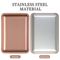 Nouveau plateau carré en acier inoxydable pour bijoux, palette de rangement multifonction en métal pour outils de manucure et organisateur de maquillage