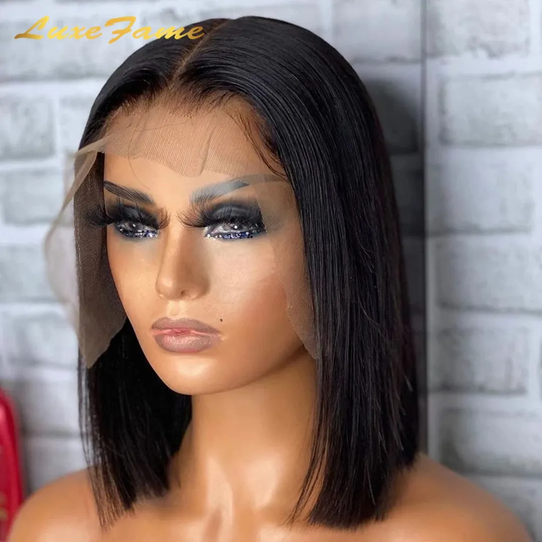 Short Bob Lace Front Wig Human Hair,New Arrival Middle Part 8 Inch Remy Hair,Wigs for Black Women Wearing Silky Straight Weave