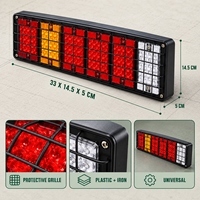 Feu arrière combiné HSSH 65 LED pour camion et remorque, 24V IP67, avec fonctions Stop, Clignotant et Marche arrière, et grille de protection en fer