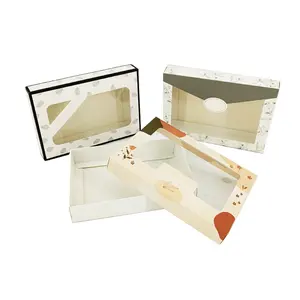 Toptan Kraft kağit kutu pencere ile tam renkler için özel baskı kağit kutu ambalaj hediye günlüğü