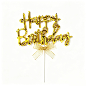 Decorazione per Torta di <span class=keywords><strong>Compleanno</strong></span> in Plastica Placcata Oro 3D con Scritta Cursiva 'Happy Birthday' <span class=keywords><strong>a</strong></span> Prezzo di Fabbrica - Product Image 3