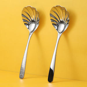 Cuillères de service en acier inoxydable CBBKS 304, forme de coquille, motif diamant, durables, pour soupe, riz, légumes, usage domestique - Product Image 5