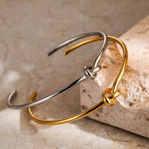 2025 Vintage Style Gold <b>Stainless</b> <b>Steel</b> Cuff Open Knot Bracelet Unisex Gift Jewelry Accessories - Product Image 4