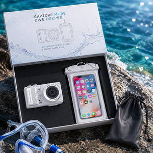 Waterproof Action <b>Camera</b> & Diving Phone Case Set White Plastic Modern Design For Outdoor Use - Product Image 1