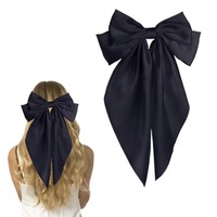 Grande pince à cheveux en ruban français à longue queue, en satin doux et soyeux, avec nœud en métal, accessoires pour cheveux pour femmes et filles, idéale pour les fêtes