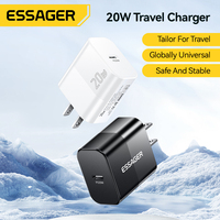 Mini Cargador Portátil ESSAGER PD 20W 30W Enchufe EE.UU. UE RU 5V 3A USB C Para Teléfono Móvil Celular Cargador de Pared GaN de Carga Rápida Tipo C