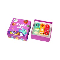 Boîte cadeau personnalisée Ciel et Terre avec couvercle, doublure en éponge, matériaux recyclés, emballage pour jeu de dés éducatif pour enfants