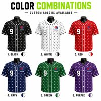 Jersey Baseball Custom Grosir Cetak Silang Cepat Kering Bernapas Kancing Depan Poliester Sublimasi Seragam Tim Atasan