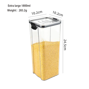 Venta al por mayor transparente PET tarro de plástico transparente Conjunto de 4 tipos de cocina despensa contenedores de almacenamiento en caja accesorios de almacenamiento de alimentos para - Product Image 5