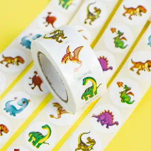 500 Uds pegatinas de recompensa de dinosaurio rollo de pegatinas de embalaje Materiales de manual pegatinas de sellado lindas decorativas