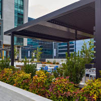 Pergola Commerciale en Aluminium à Toit à Lames Orientables et Étanche avec Écran Zip Automatisé pour Café et Bistro – Nouveauté 2026 – Vente Flash