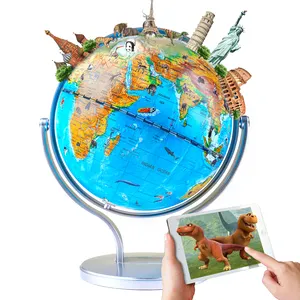 20cm world globe 3d picture gift rotating LED illuminated lighting animal English AR APP control 3D ball globe earth