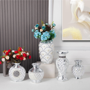 Jarrón Espejado De Diamante Triturado 6x6x6 Pulgadas De Cristal Plateado, Jarrón Decorativo Impresionante De Vidrio Para Flores, Lujoso Para Decoración Del Hogar. No Puede Contener Agua
