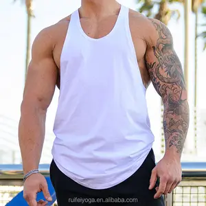 Oem Custom Ademende Fitness Sport Hardloop Gym Dragen Katoen Blanco Workout Racerback Singlets Muscle Shirt Tank Top Voor Mannen