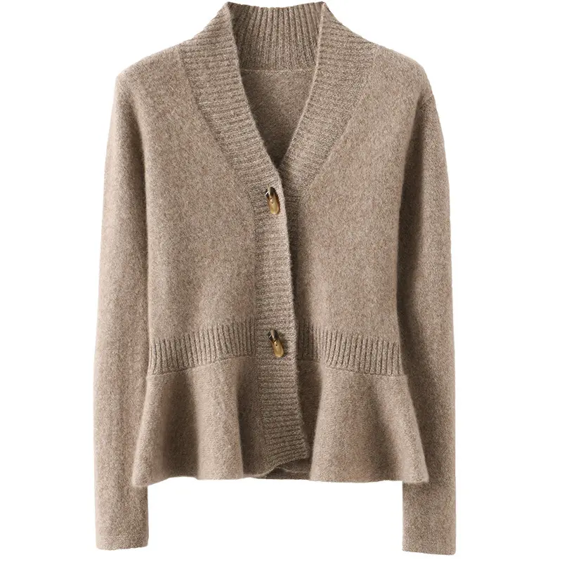 2023 GCS Pure Color Simple Ladies Autumn Winter Cashmere Wool Sweater Cardigan Women