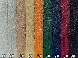 ZSY Nouveauté Tissu en Dentelle Française de Luxe 3D Magnifique Broderie Florale Perlée avec Perles et Paillettes pour Robe Femme - Product Image 6