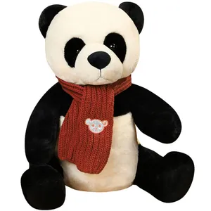 Good Quality Soft Scarf Panda Plush Stuffed Toys Birthday Decorations Accompany Doll Children's Day Gifts for Kids Girls