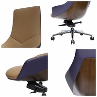 Chaise de bureau moderne de luxe en cuir véritable à dossier moyen, mobilier de bureau commercial contemporain