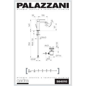 Miscelatore per Bidet con Piletta cromata Quadra-Palazzani - Product Image 1