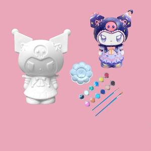 Tirelire créative vinyle Graffiti <span class=keywords><strong>Kawaii</strong></span> <span class=keywords><strong>dessin</strong></span> animé mélodie Kuromi figurines jouets blanc bricolage <span class=keywords><strong>dessin</strong></span> jouets avec peintures et pinceau - Product Image 5