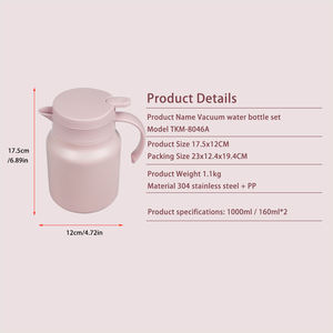 Carafe isotherme en acier inoxydable mignonne à double paroi, isolée sous vide, portable, bouilloire à eau tendance 2026, ensemble théière et cafetière - Product Image 2