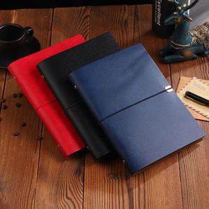 Agenda de Tapa Dura de Cuero PU A5, Colores Rojo, Negro y Azul, Encuadernación Cosida, Material de Oficina - Product Image 1