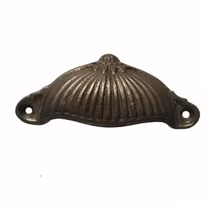 Hot selling cast iron crafts metal shell door drawer knob cabinet cup handle