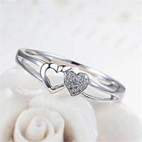 Nouveau zircon élégant coeur bague bijoux de mode haute qualité bas prix en gros bague en laiton pour femmes