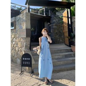 Vestido Largo Halter con Estampado Floral Estilo Francés, Transpirable, de Chifón, para Playa, Vacaciones de Verano - Product Image 5