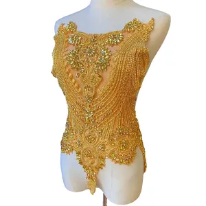 Bridal Nặng Vàng Pha Lê Vá Đầy Màu Sắc Rhinestone Đính Hoàn Hảo Cho Gouture Gown WDP-360