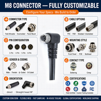 Conector Circular Recto M8 para Soldadura en Extremo de Placa PCB, IP67, para Montaje de Módulo de Sensor