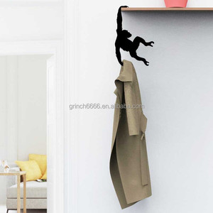 Scimmia in metallo nero porta Banana borsa a forma di scimmia con gancio e portachiavi decorazione per la casa mensola regalo arredamento <span class=keywords><strong>Albert</strong></span> the scimpanzé - Product Image 2