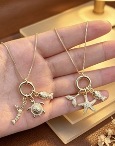 Sea Animal Pendant Necklace 18K Gold Plated Micro Insert Inlay Exquisite <b>Chain</b> Jewelry Pendant Necklace - Product Image 4