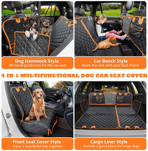 Housse de siège de voiture pour <span class=keywords><strong>chien</strong></span> en tissu Oxford, motif floral noir, <span class=keywords><strong>protection</strong></span> du siège arrière - Product Image 2