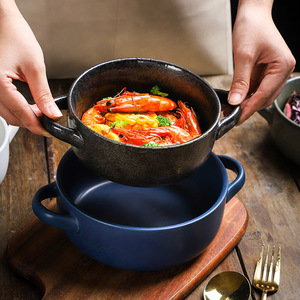 Cuenco de sopa de cerámica de doble oreja personalizado, cuenco de ensalada, vajilla japonesa, cuencos de fideos Ramen para restaurante - Product Image 5