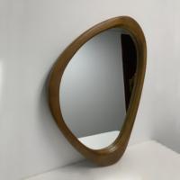 Miroir de salle de bain irrégulier de luxe en bois massif au mur et au sol incassable avec design Art déco forme spéciale décorative