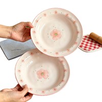 Assiettes en céramique style américain pour la maison, ustensiles à pâtes, assiettes à soupe et à salade de fruits, couleur sous-glaçure, haute valeur esthétique pour les hôtels